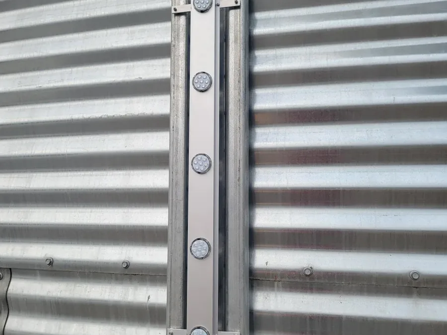 LeveLite 2-inch indicator light mounted on a storage bin stiffener